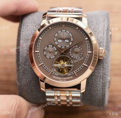 Clone Vacheron Constantin Annual Calendar Tourbillon Watches 2-Tone Rose Gold